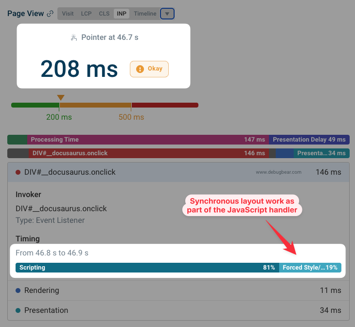 Layout work shown in RUM data